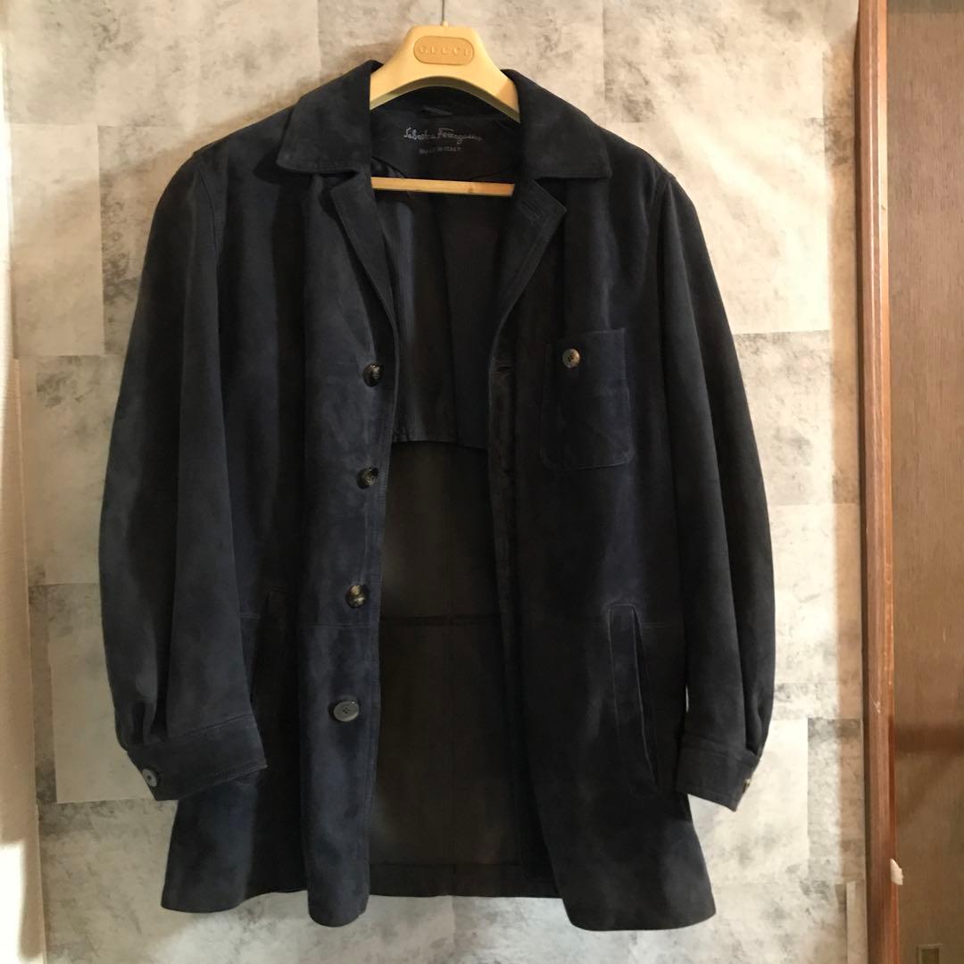 Salvatore Ferragamo ダークブルー スエードジャケット