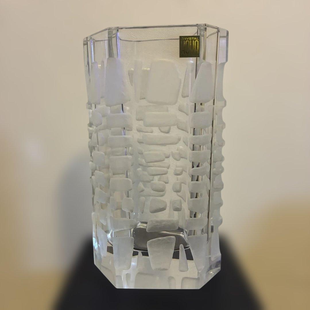 【極美品】HOYAクリスタル 六角大型花瓶 4.1kg 廃盤 日本製