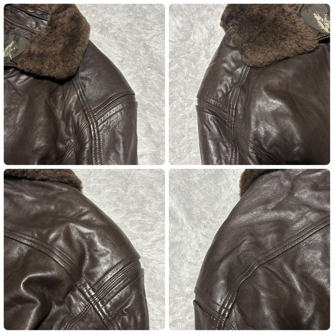 90s G-1 フライト ジェニュインレザー ジャケット ムートン 襟ボア 短丈