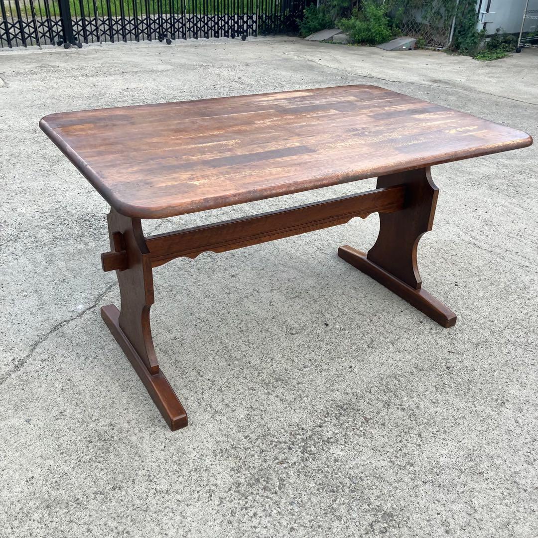 北欧レトロ カリモク ルスティック 大型 木製ダイニングテーブル 古家具