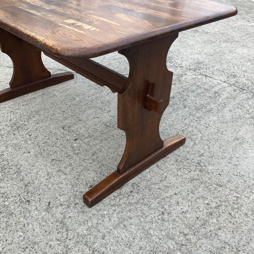 北欧レトロ カリモク ルスティック 大型 木製ダイニングテーブル 古家具