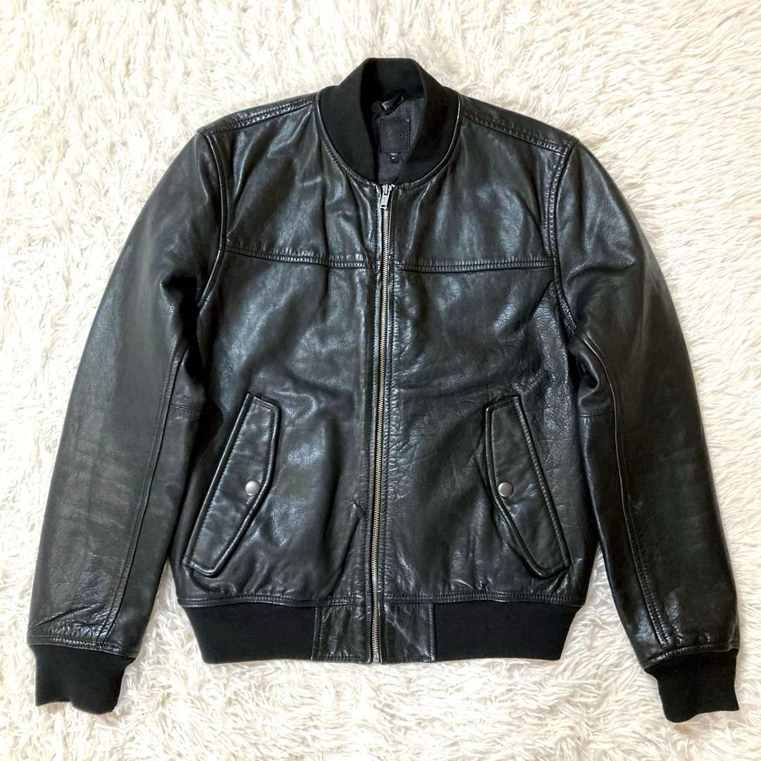 【良品OLD GAP】 カウレザー MA-1 人気ブラック　 L相当サイズ