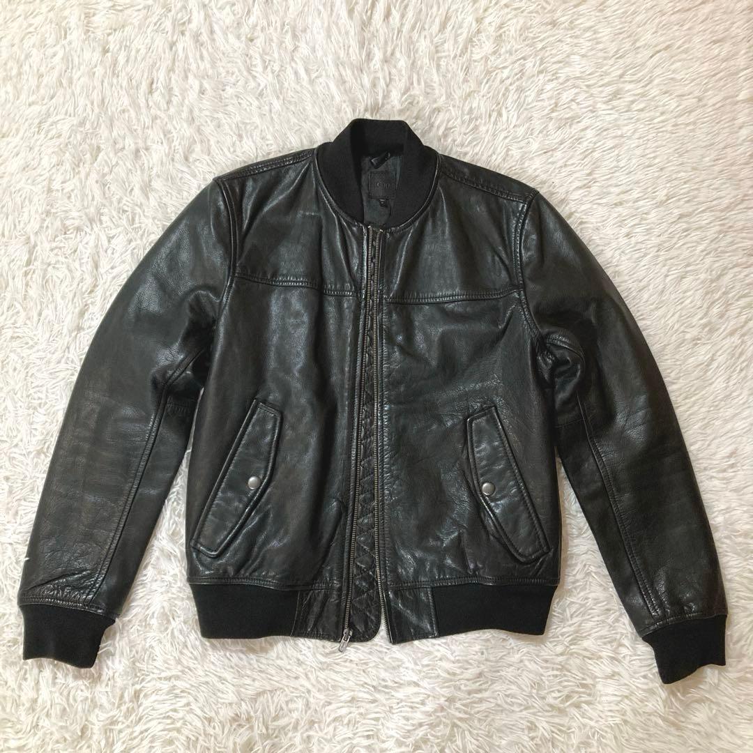 【良品OLD GAP】 カウレザー MA-1 人気ブラック　 L相当サイズ