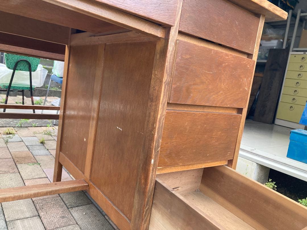 昭和レトロ　片袖机 古家具 勉強机 文机 ワークデスク アンティーク③