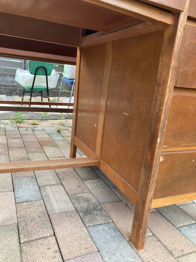 昭和レトロ　片袖机 古家具 勉強机 文机 ワークデスク アンティーク③