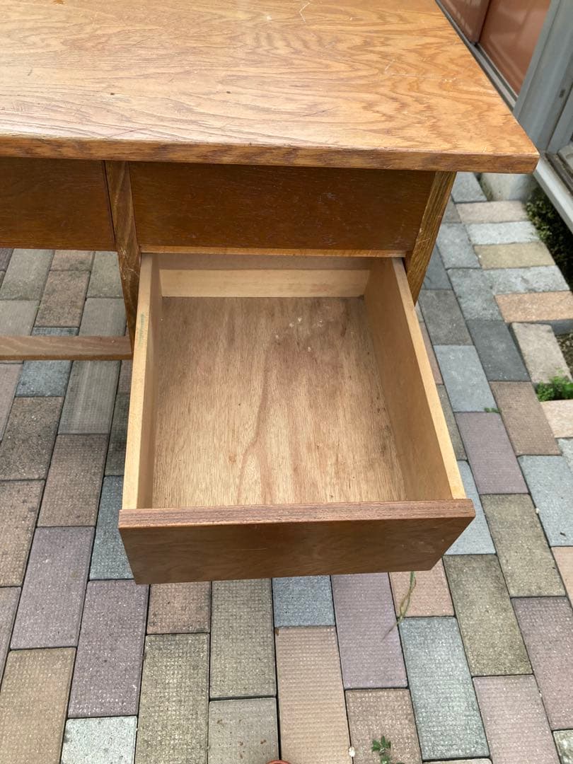 昭和レトロ　片袖机 古家具 勉強机 文机 ワークデスク アンティーク③