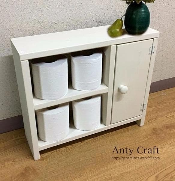 【サイズオーダー可】【引取可能】無垢材　目隠し扉がついた！トイレ収納 W/Ｗ