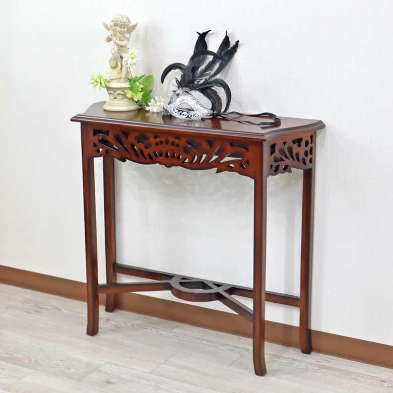 マホガニー無垢材 コンソール 天然木 木製 コンソールテーブル 花台