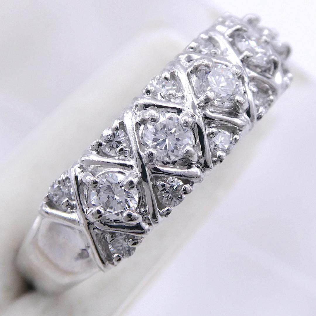 リング Pt900 ダイヤモンド合計0.51ct 14号