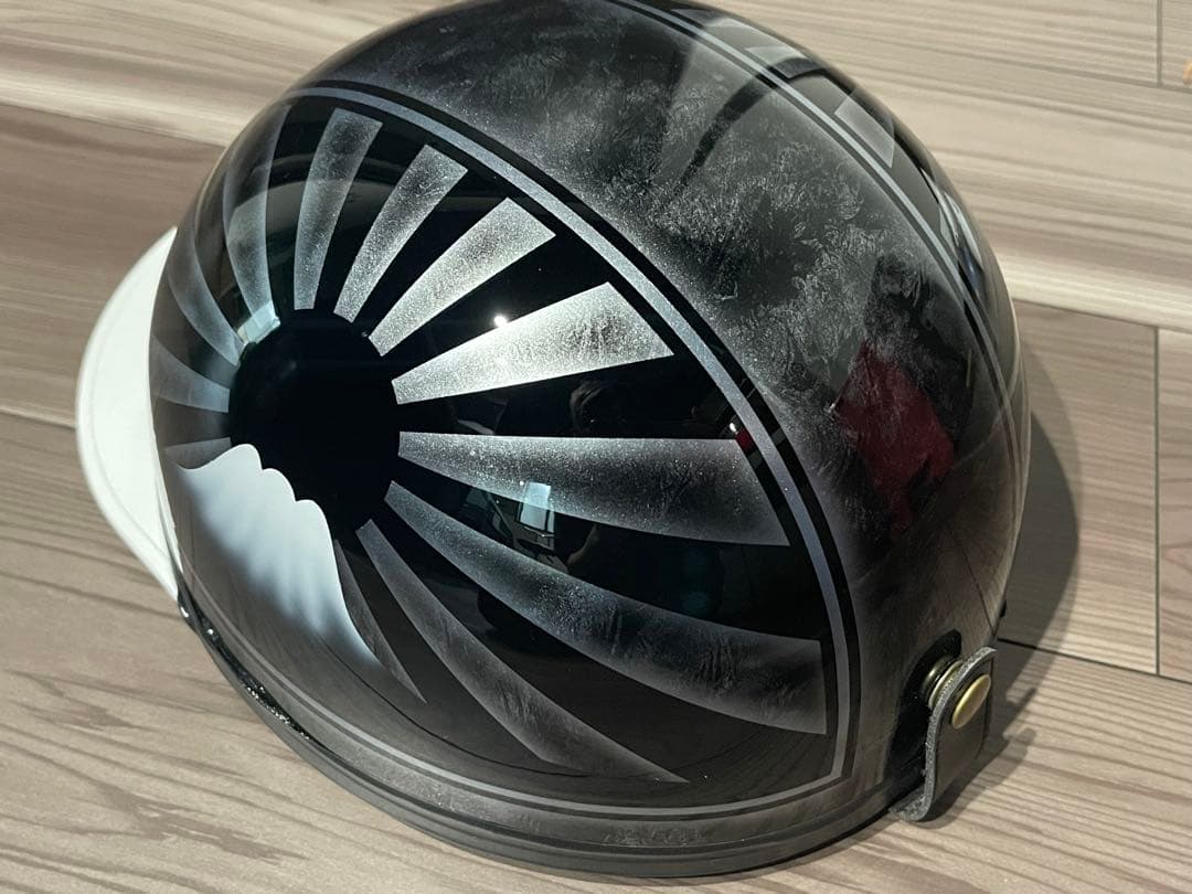 富士日章 コルク半 ヘルメット 旧車會 暴走族 アルフィン 三段シート 旭風防