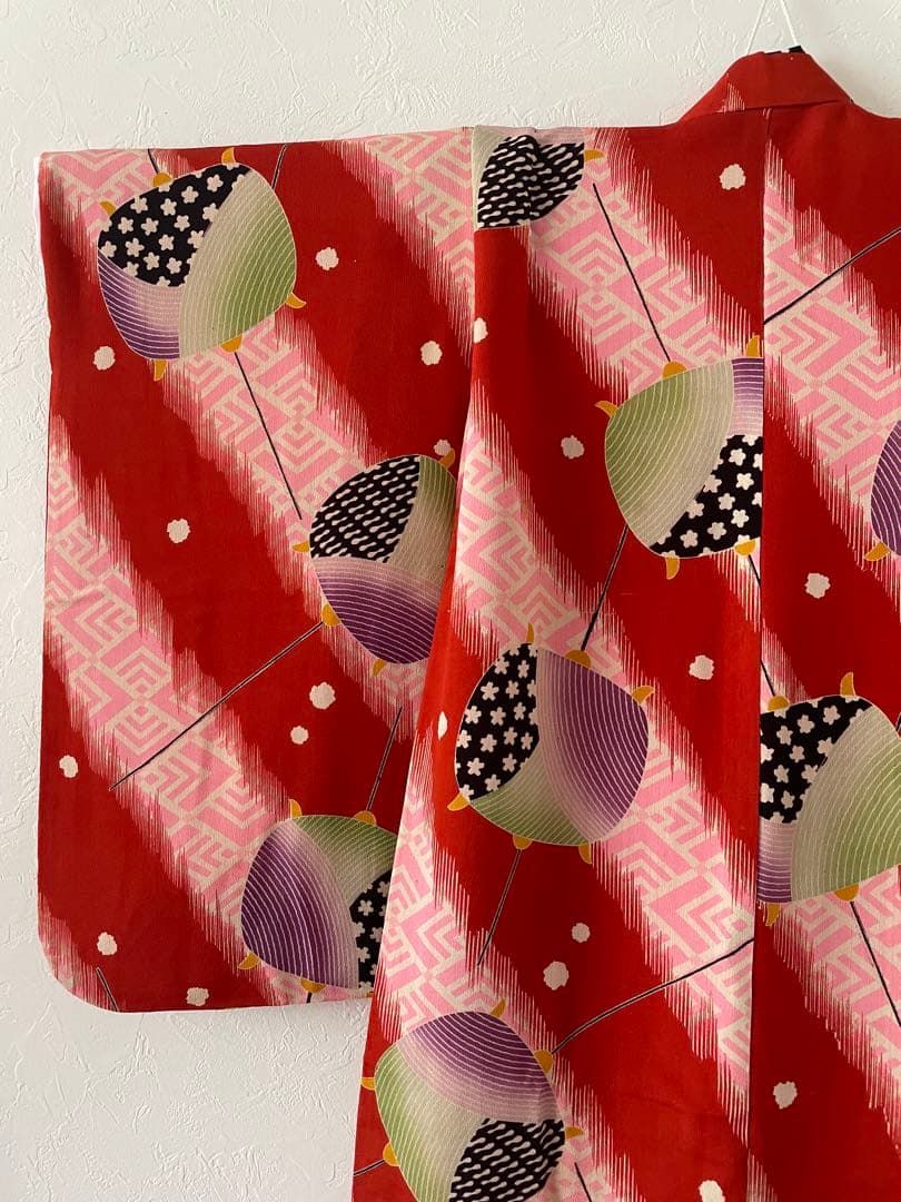 七五三　5歳　アンティークお着物セット　作り帯コーデ