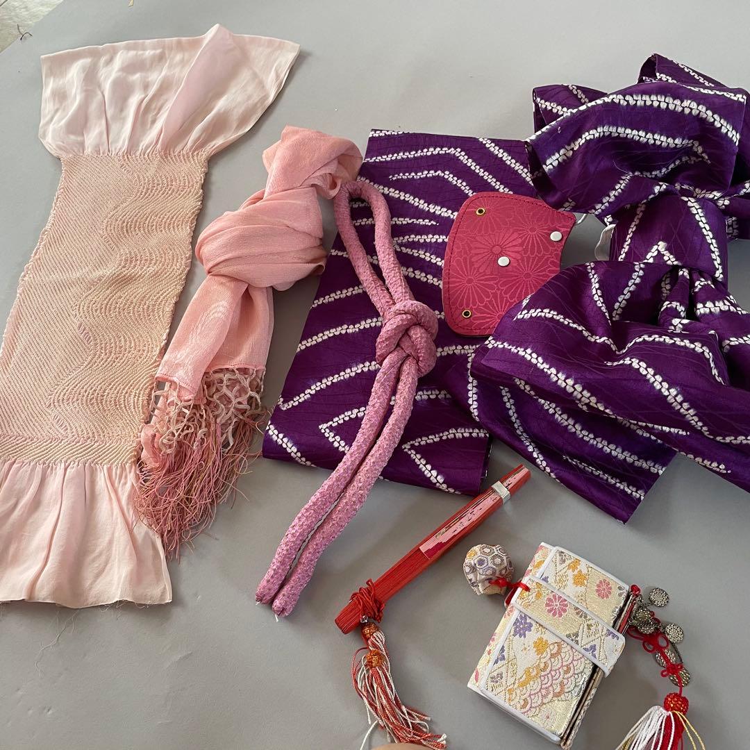 七五三　5歳　アンティークお着物セット　作り帯コーデ