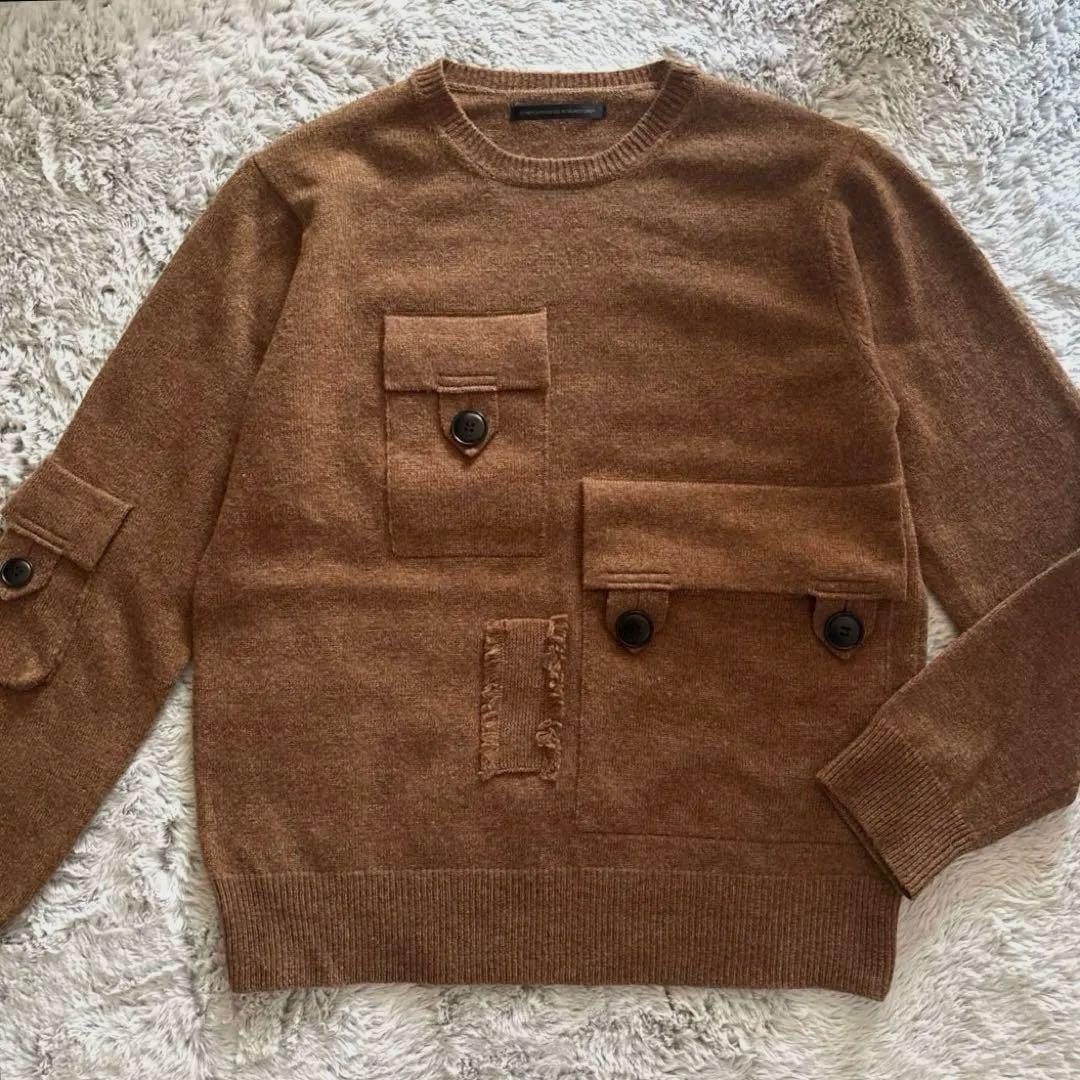 美品　Y's キャメル　ポケット　ニット　セーター