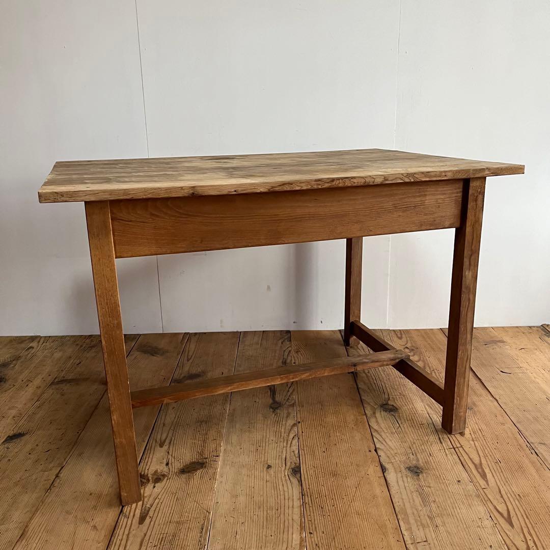 アンティーク テーブル 栗材 ナラ オーク シャビー 無塗装 古道具 《送料込》