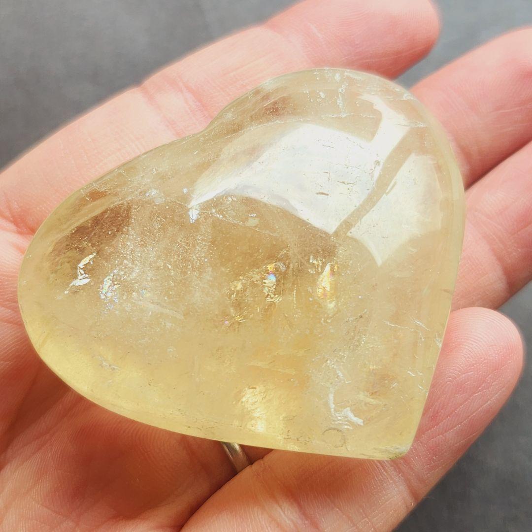 【一点物】虹入り✨ シトリン ハート ✩.*˚天然石× インテリア