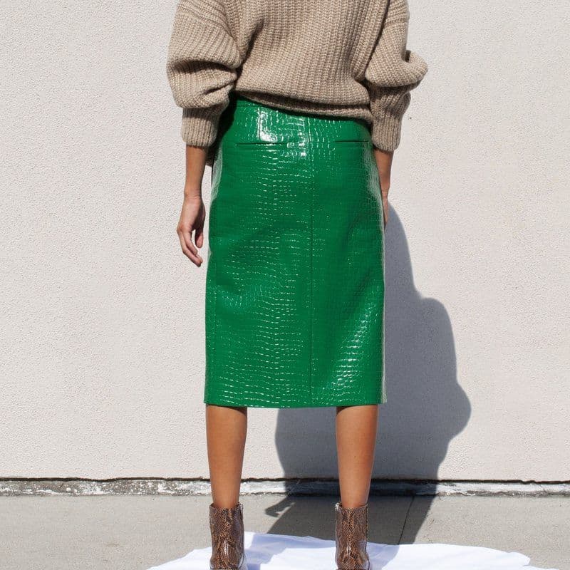 未使用 タグ付き Tibi クロコ型押しスカート