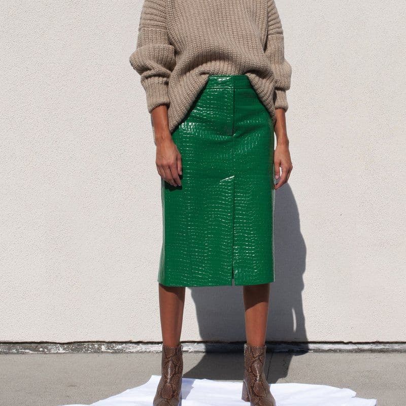 未使用 タグ付き Tibi クロコ型押しスカート