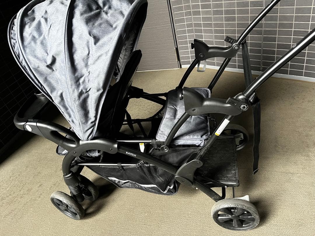 【限定値引】KATOJI ベビーカー 二人でゴーDX（デニム）レインカバー付