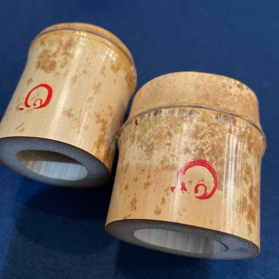 【竹田 益州】(和尚)花押・箱書『竹蓋置 一双』【高野 宗陵】(作)共箱※美品