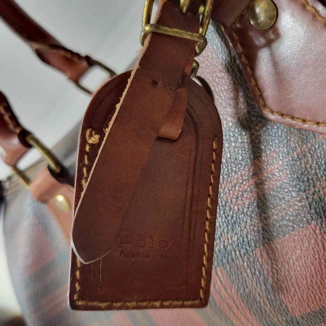 希少　ポロラルフローレン　ミニボストンバッグ　タータンチェック　ヴィンテージ　茶