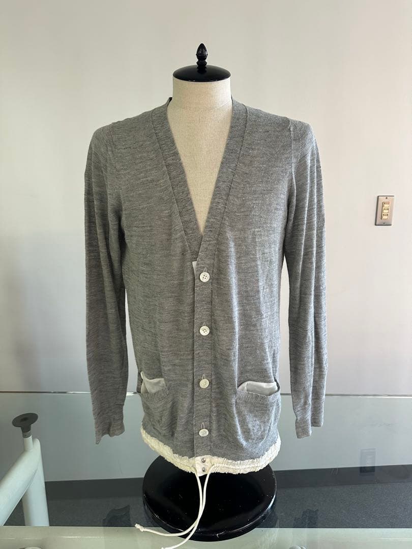 Sacai サカイ グレー Vネック カーディガン