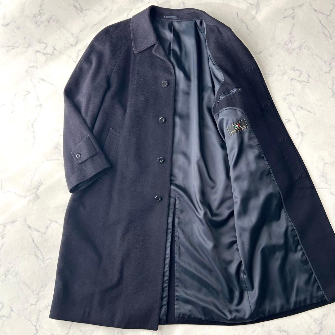 美品✨　カシミヤ100% ステンカラーコート　ロング　イタリア製　比翼　Lサイズ