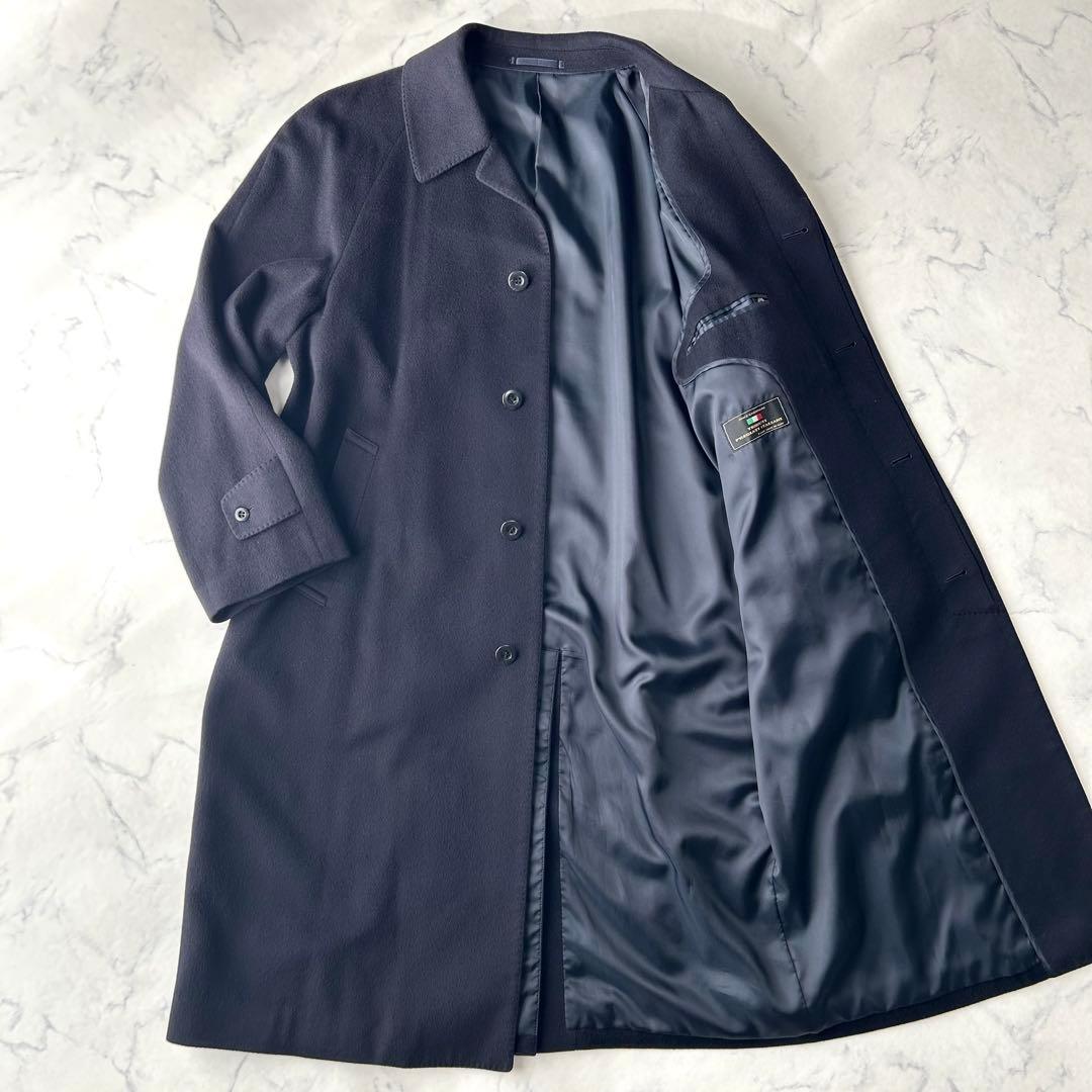 美品✨　カシミヤ100% ステンカラーコート　ロング　イタリア製　比翼　Lサイズ