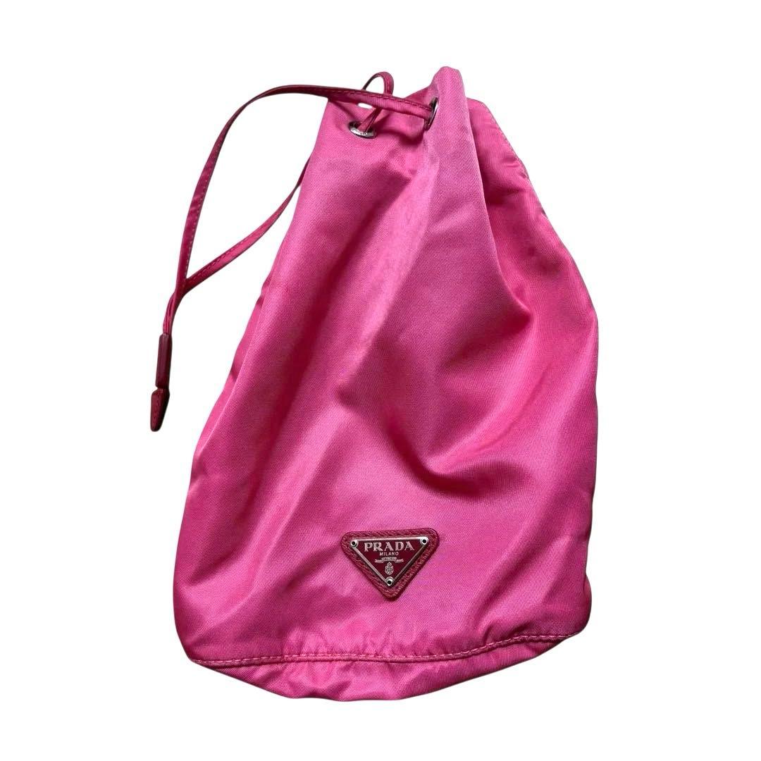【美品】PRADA プラダ 巾着ポーチ ピンク 希少　人気色
