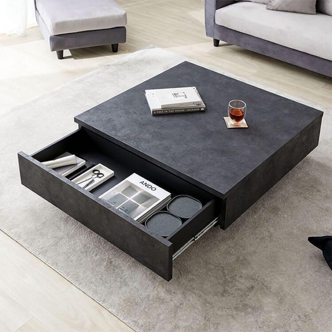 LOWYA ロウヤ モルタル調 センターテーブル ローテーブル ブラック