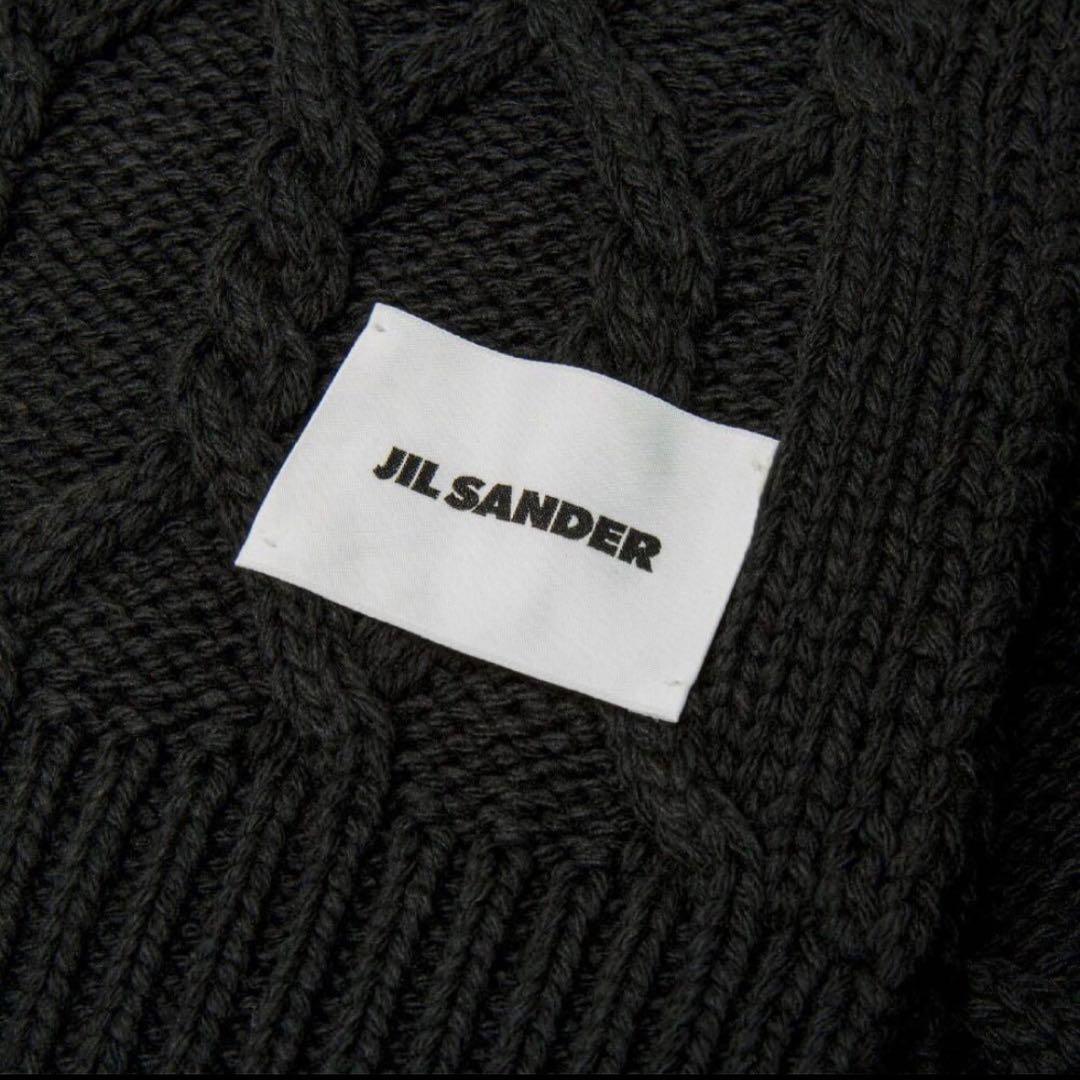 JIL SANDER ブラック　ウールマフラー(ユニセックス)