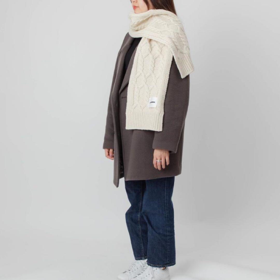 JIL SANDER ブラック　ウールマフラー(ユニセックス)