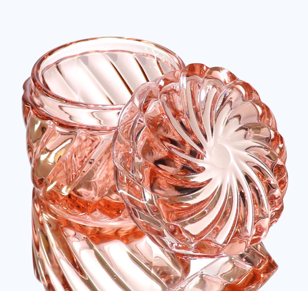 オールド・バカラ 珍品 バンブー レアカラー 桃色丸型ラージサイズ蓋物 570g