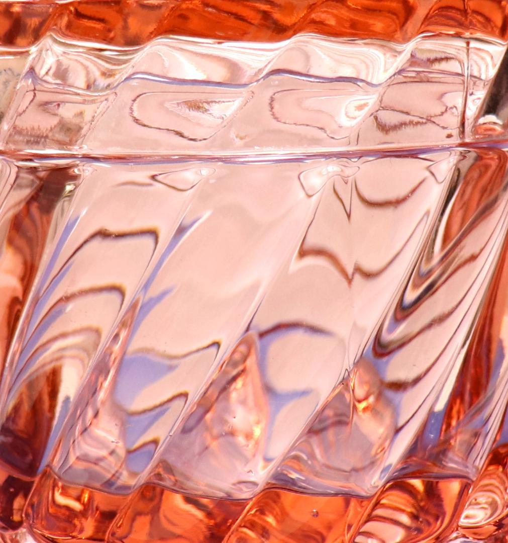 オールド・バカラ 珍品 バンブー レアカラー 桃色丸型ラージサイズ蓋物 570g