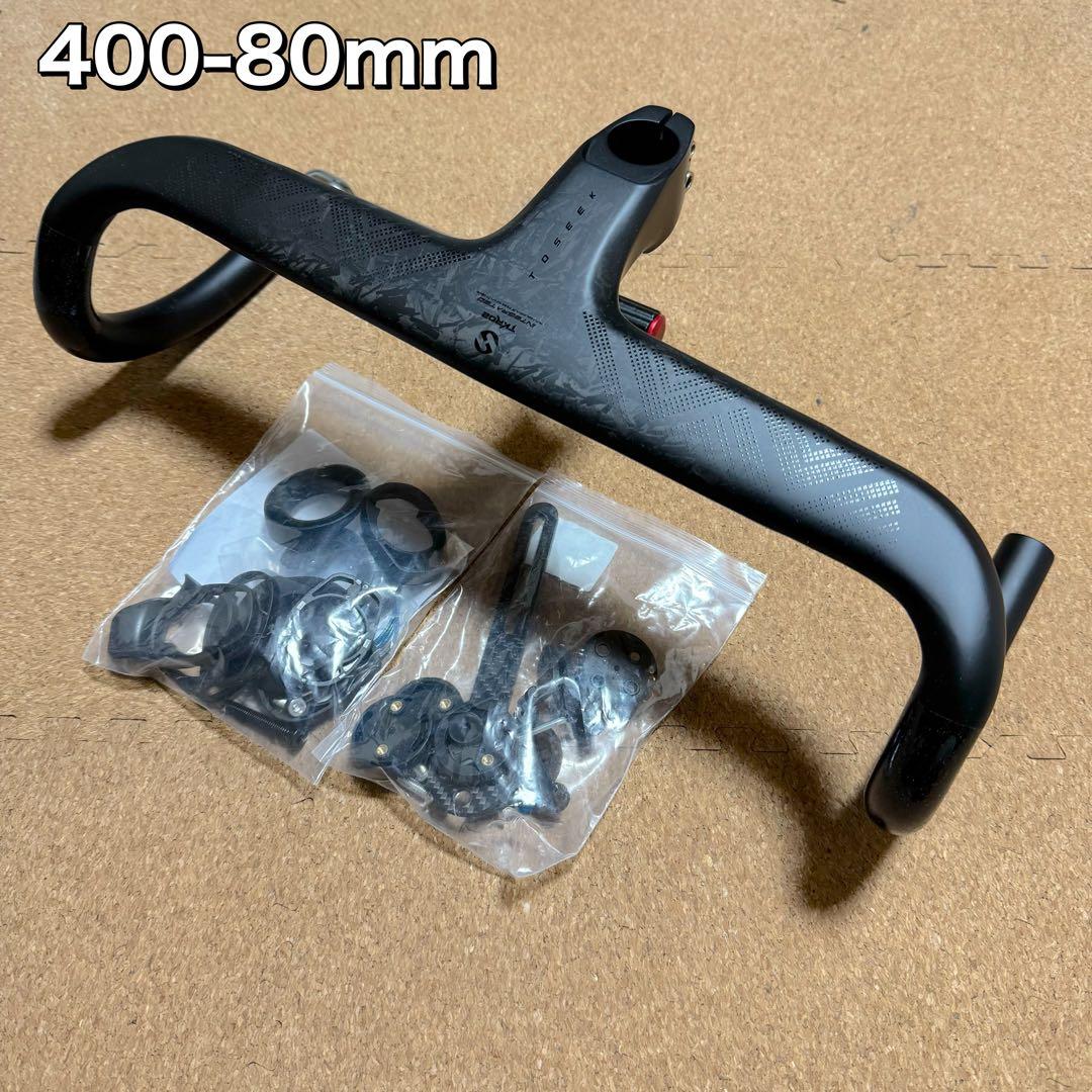 ロードバイク　一体型　カーボン　エアロ　ドロップハンドル　400-80mm