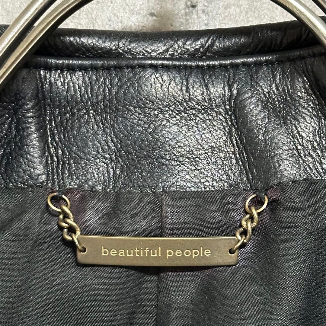 140 beautiful people ダブルライダース 黒 牛革 ブラック