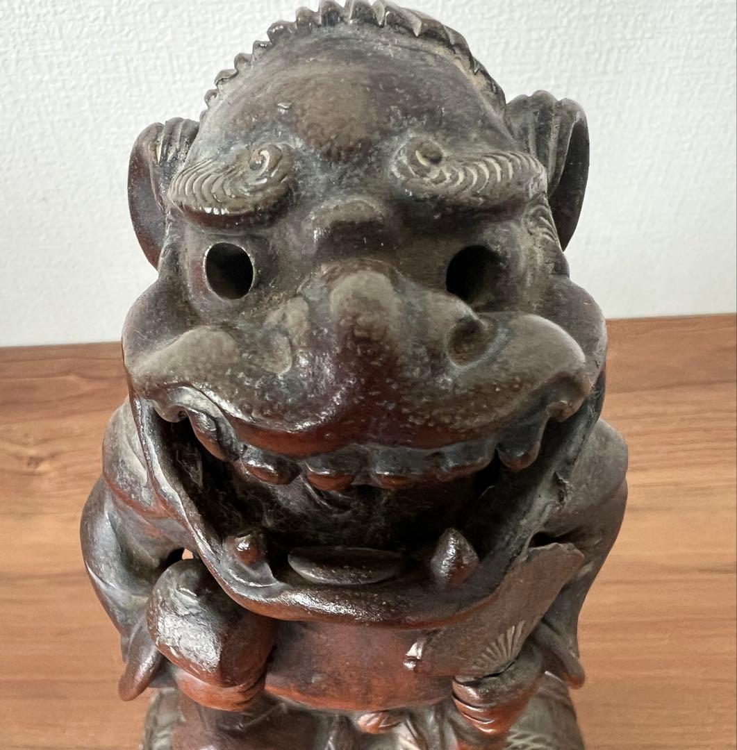 備前焼 獅子舞像置物 江戸末期頃 縁起物 大黒天 収納木箱付き アンティーク