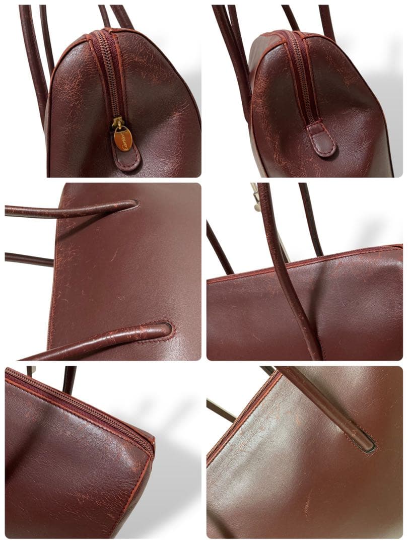 【ヴィンテージ】カルティエ　ブリーフケース　ボルドー　レザー　トートバッグ大容量