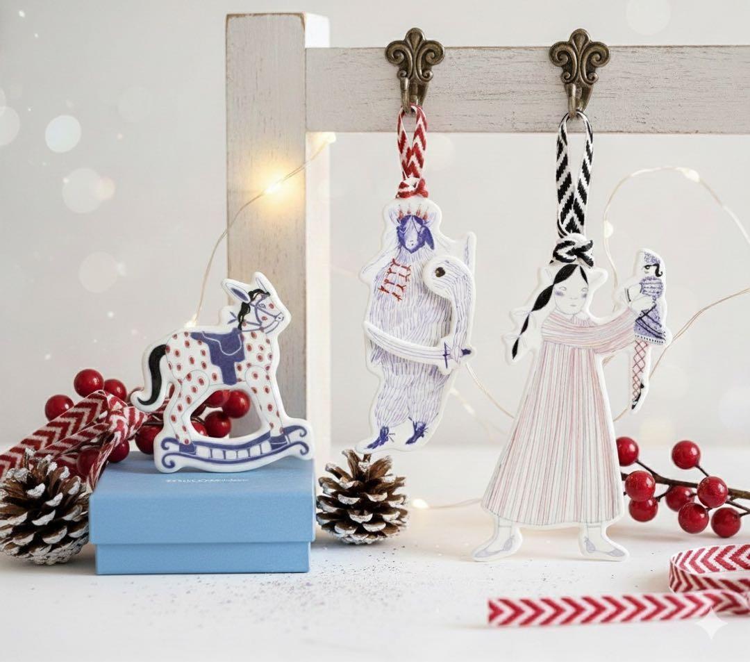 新品★3個ウェッジウッド　クリスマス ホリデイオーナメント ロッキングホース 他