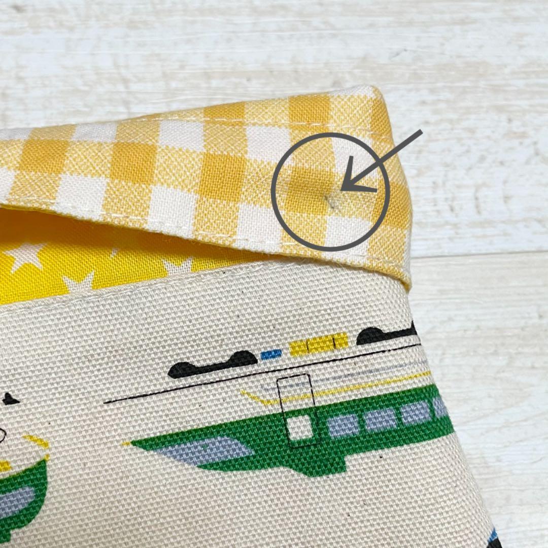 ハンドメイド★訳あり⚠️生成り。新幹線プリント片側紐出し巾着★入園入学グッズ。電車
