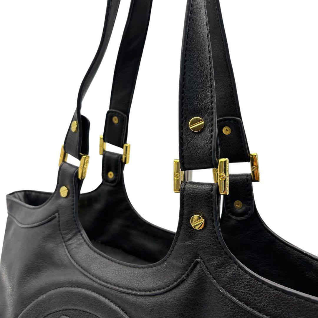 美品✨トリーバーチ トートバッグ 肩掛け レザー エンボスロゴ ブラック