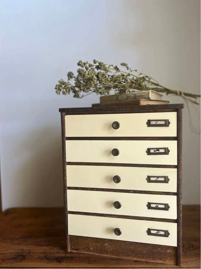 木製アンティーク 小引き出し5杯　書類棚　レターケース　古家具 古道具