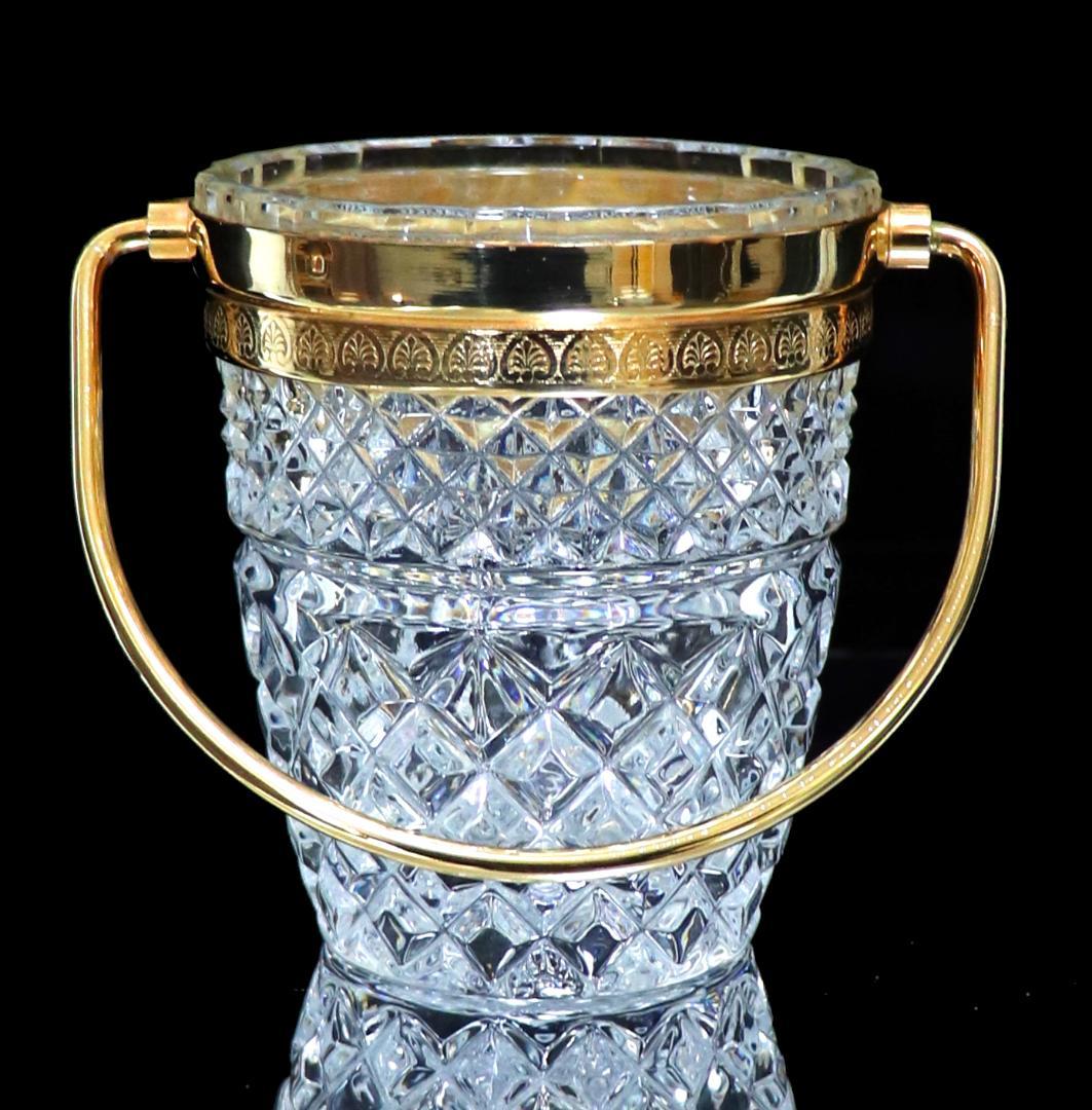 オールド・バカラ ブロンズ装飾 把手付き小物入れ 切子 ディアマン・ビゾー×カレ