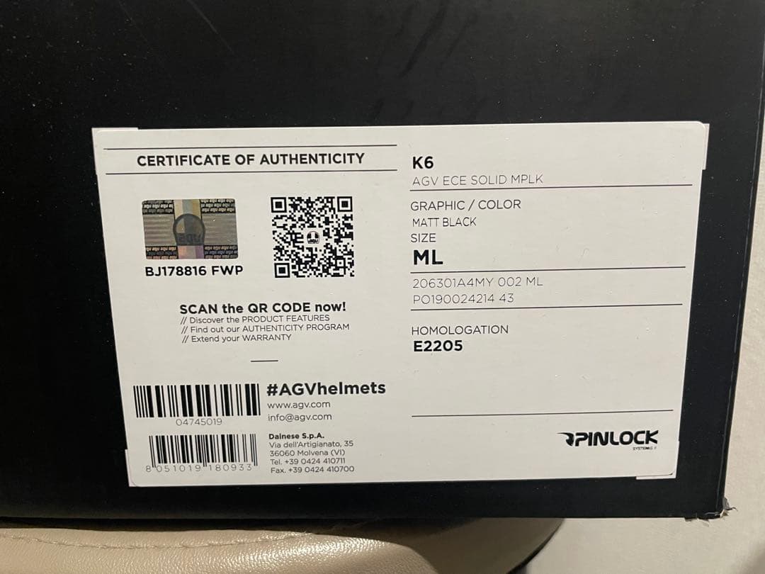 AGV K6 マットブラック MLサイズ