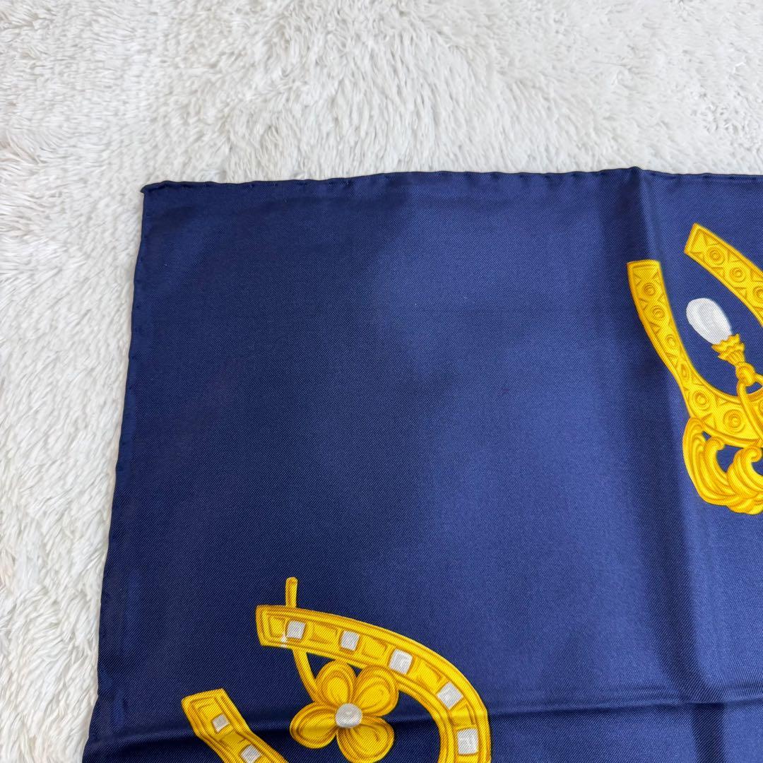 セリーヌ 大判スカーフ 総柄 CELINE ネイビー