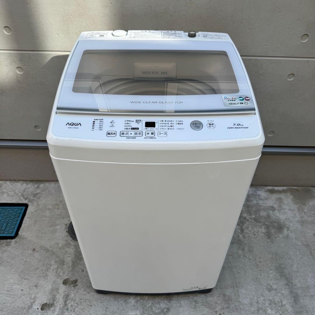 Z1★2022年製美品★アクア　洗濯機　7KG 一人暮らし　インバーター　ガラス