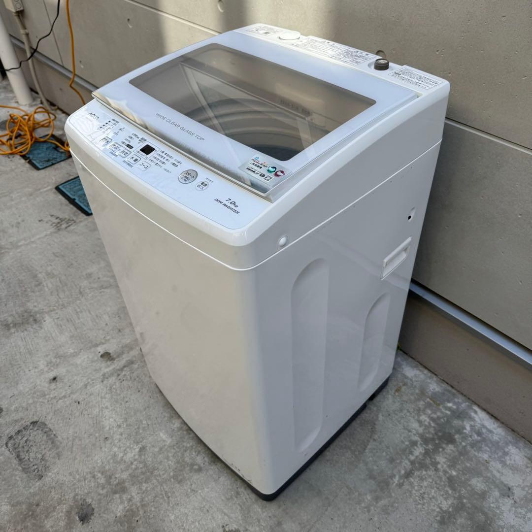 Z1★2022年製美品★アクア　洗濯機　7KG 一人暮らし　インバーター　ガラス