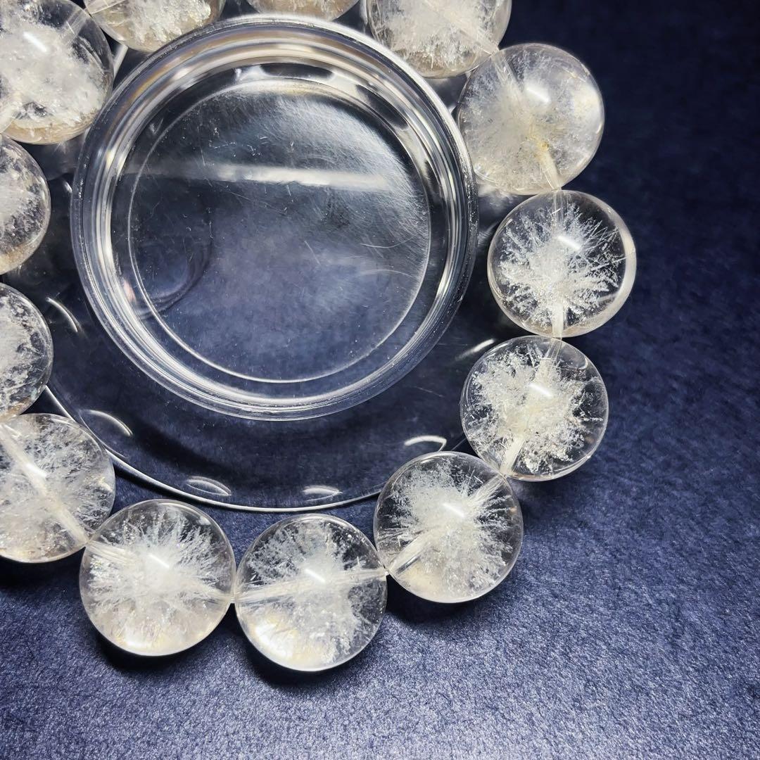 大玉 スノーガーデンクォーツ ブレスレット 18mm 雪結晶 天然石 水晶