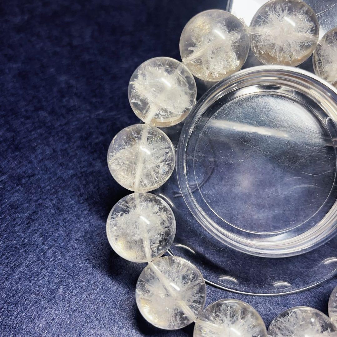 大玉 スノーガーデンクォーツ ブレスレット 18mm 雪結晶 天然石 水晶