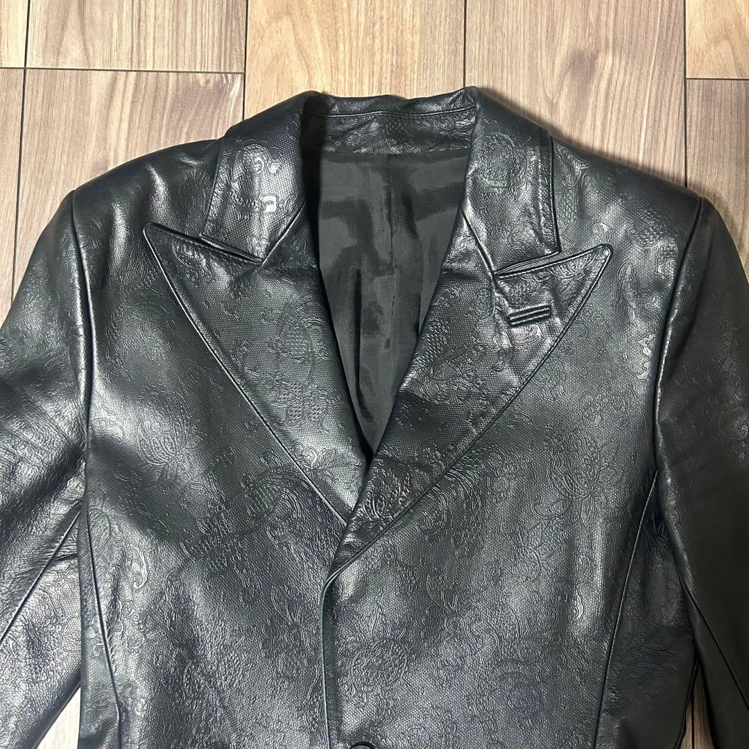 ジャンポールゴルチエ　FEMME ブラック ローズエンボス加工　レザージャケット
