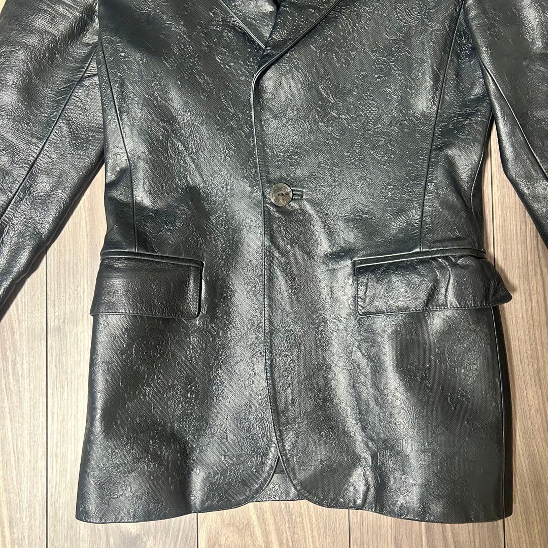ジャンポールゴルチエ　FEMME ブラック ローズエンボス加工　レザージャケット